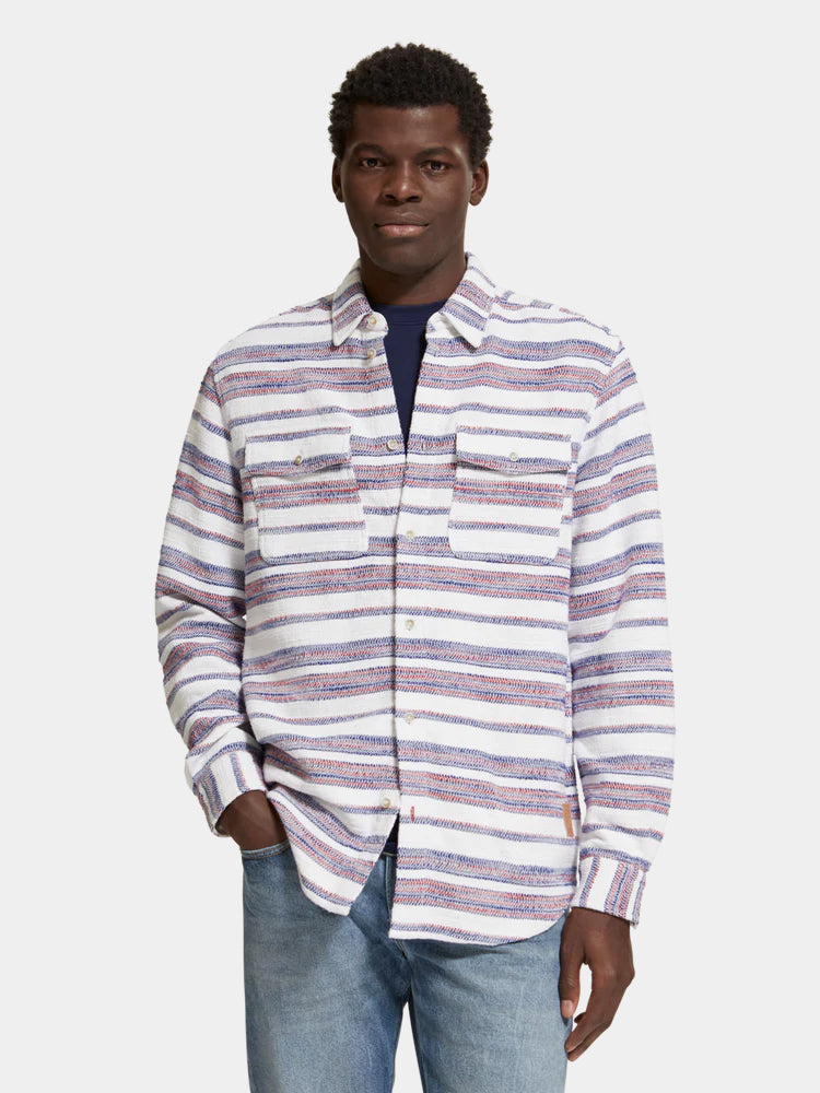 Basket-woven striped shirt