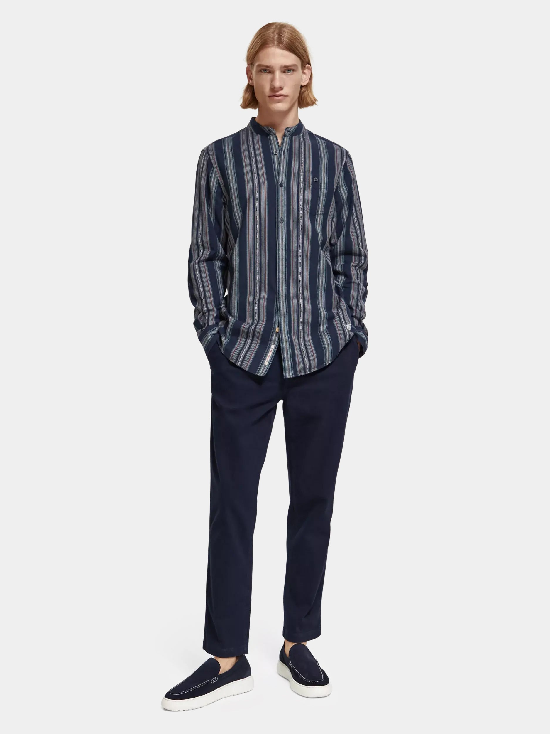 Mandarin collar dobby shirt