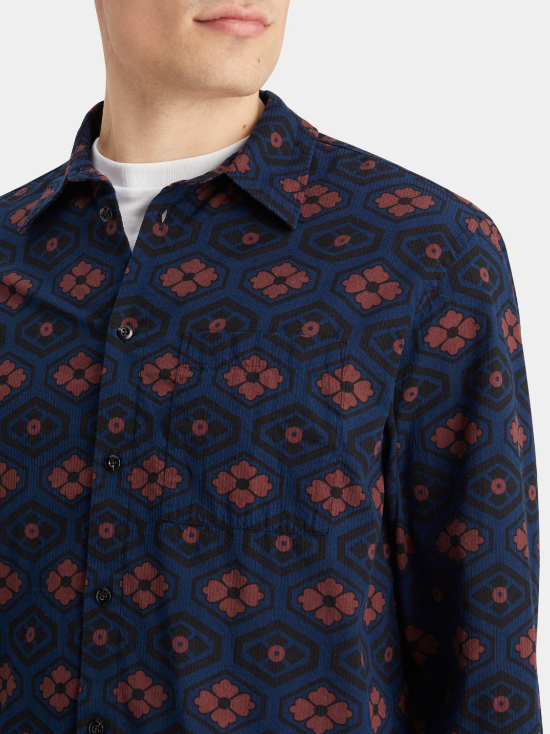 Printed seersucker shirt - Scotch & Soda NZ