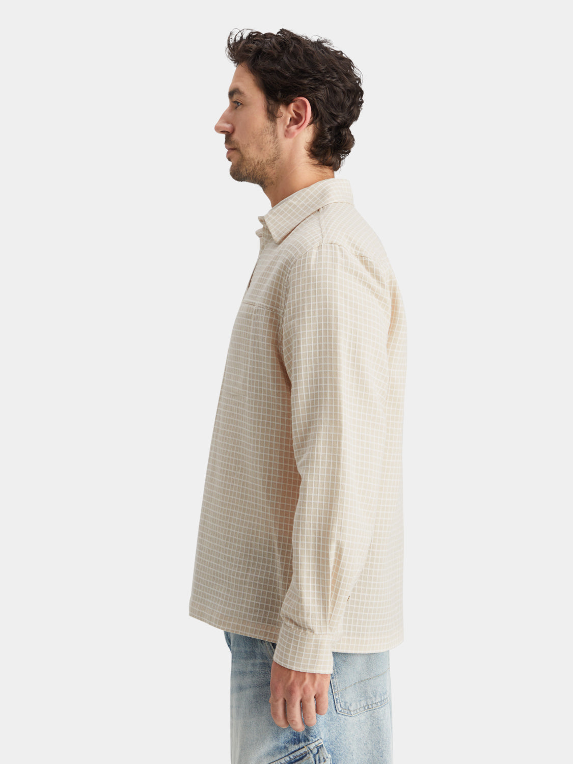 Long-sleeve Scotch & Soda Dobby check shirt in blue and white, featuring classic collar and button-up front.