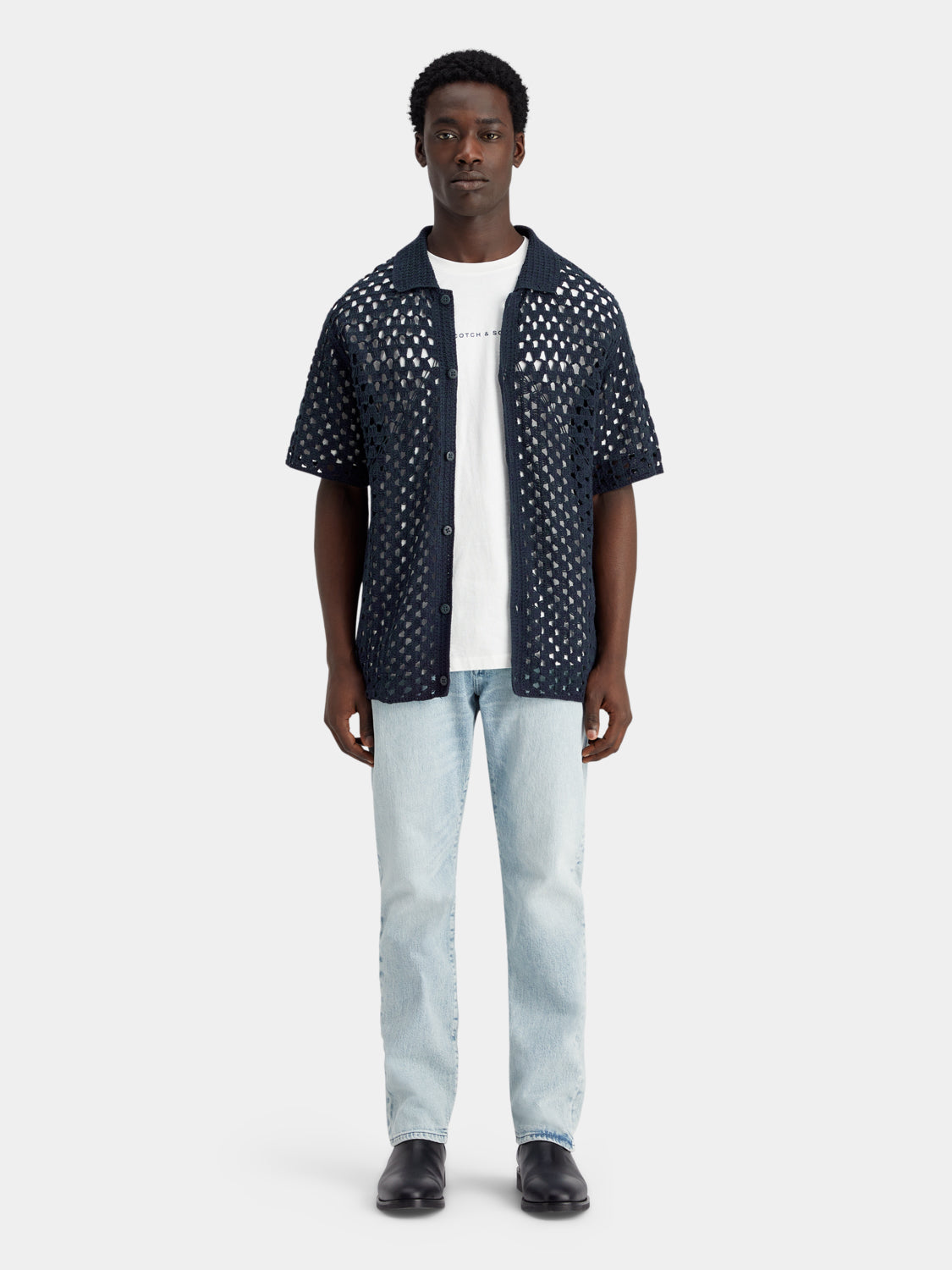 Crochet knitted shirt - Scotch & Soda NZ