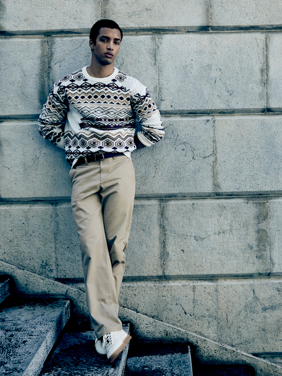 Dropped shoulder jacquard knit - Scotch & Soda NZ