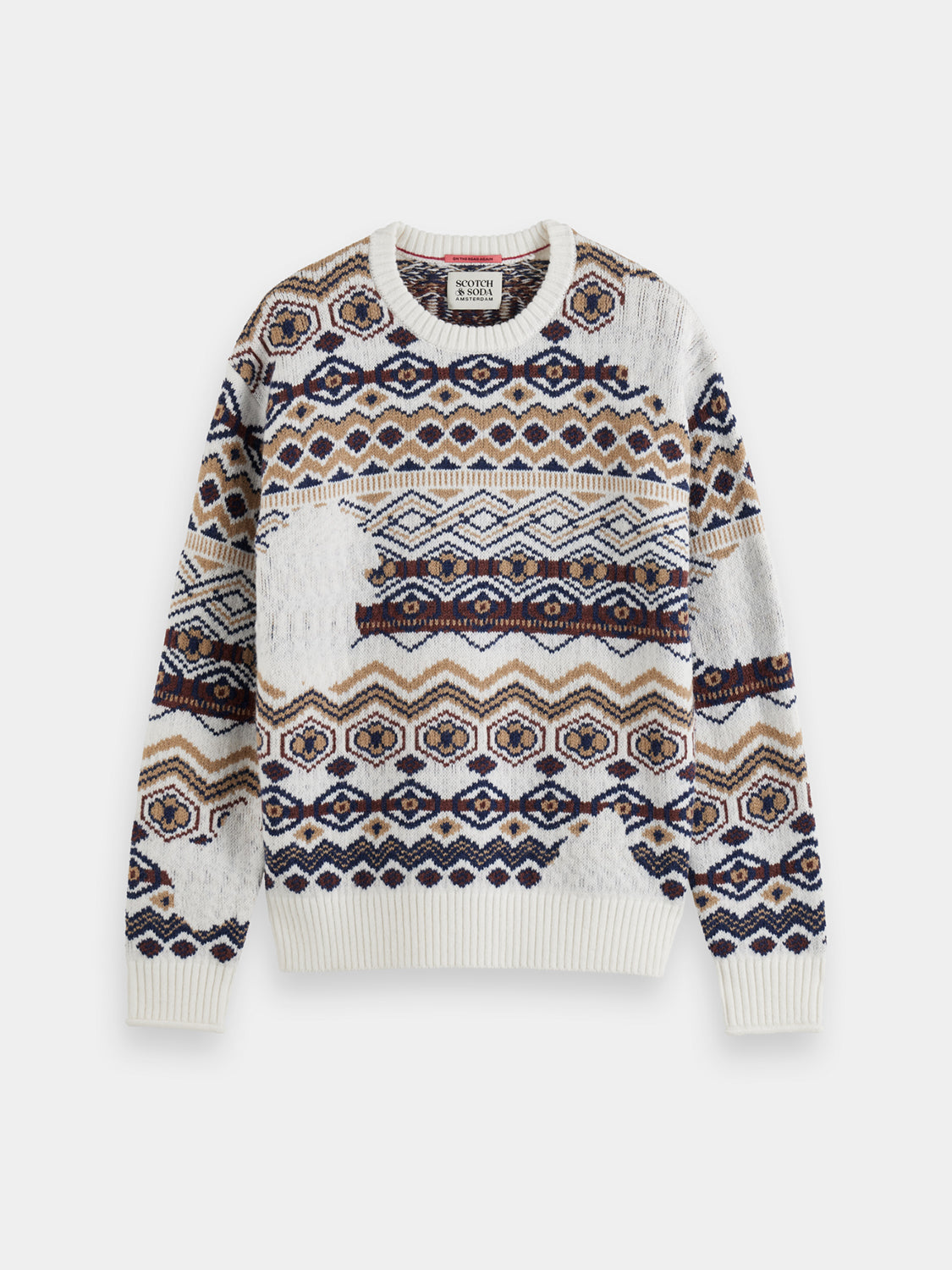 Dropped shoulder jacquard knit - Scotch & Soda NZ