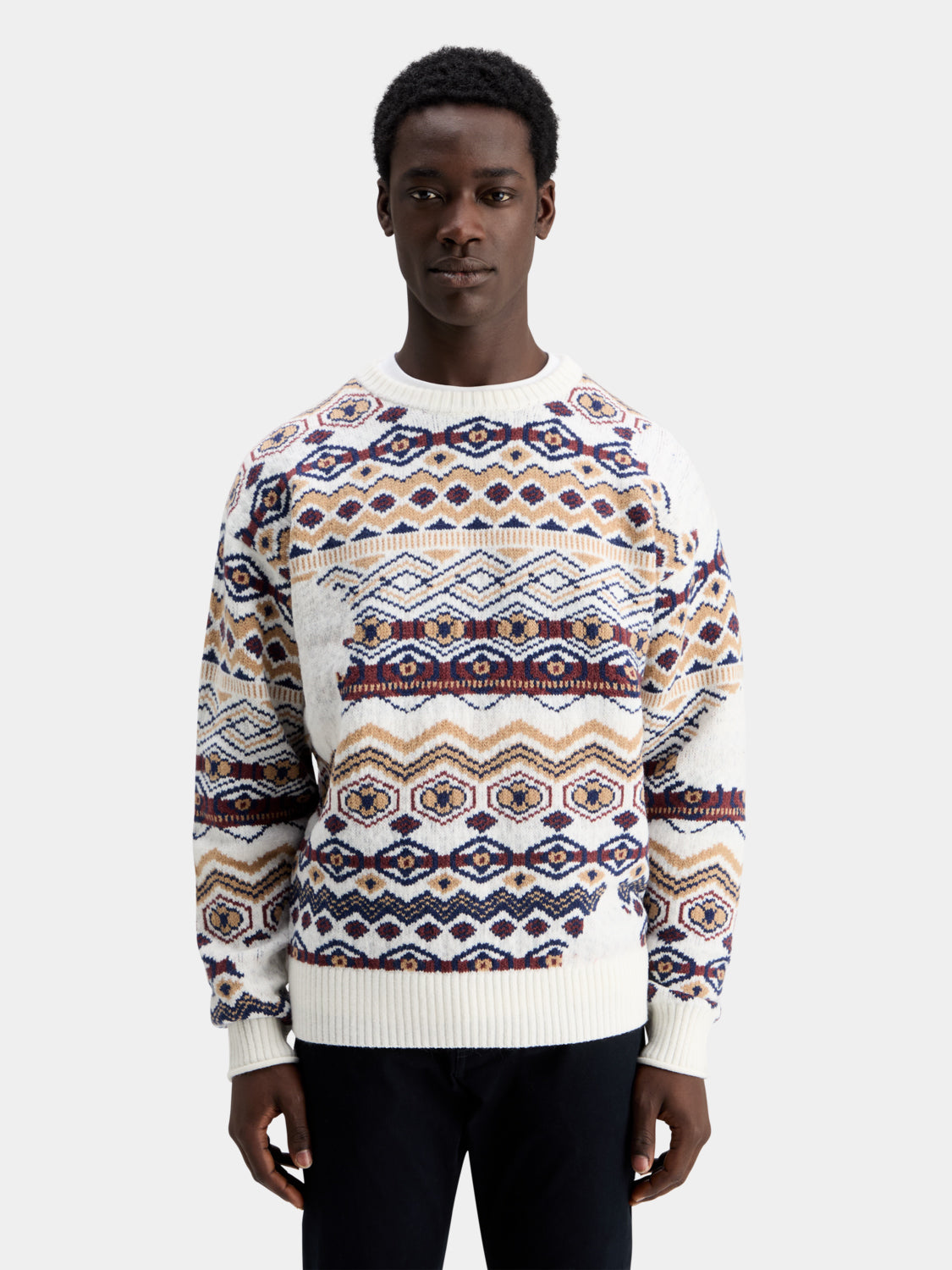 Dropped shoulder jacquard knit - Scotch & Soda NZ