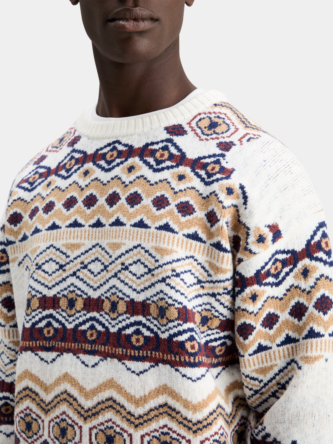 Dropped shoulder jacquard knit - Scotch & Soda NZ