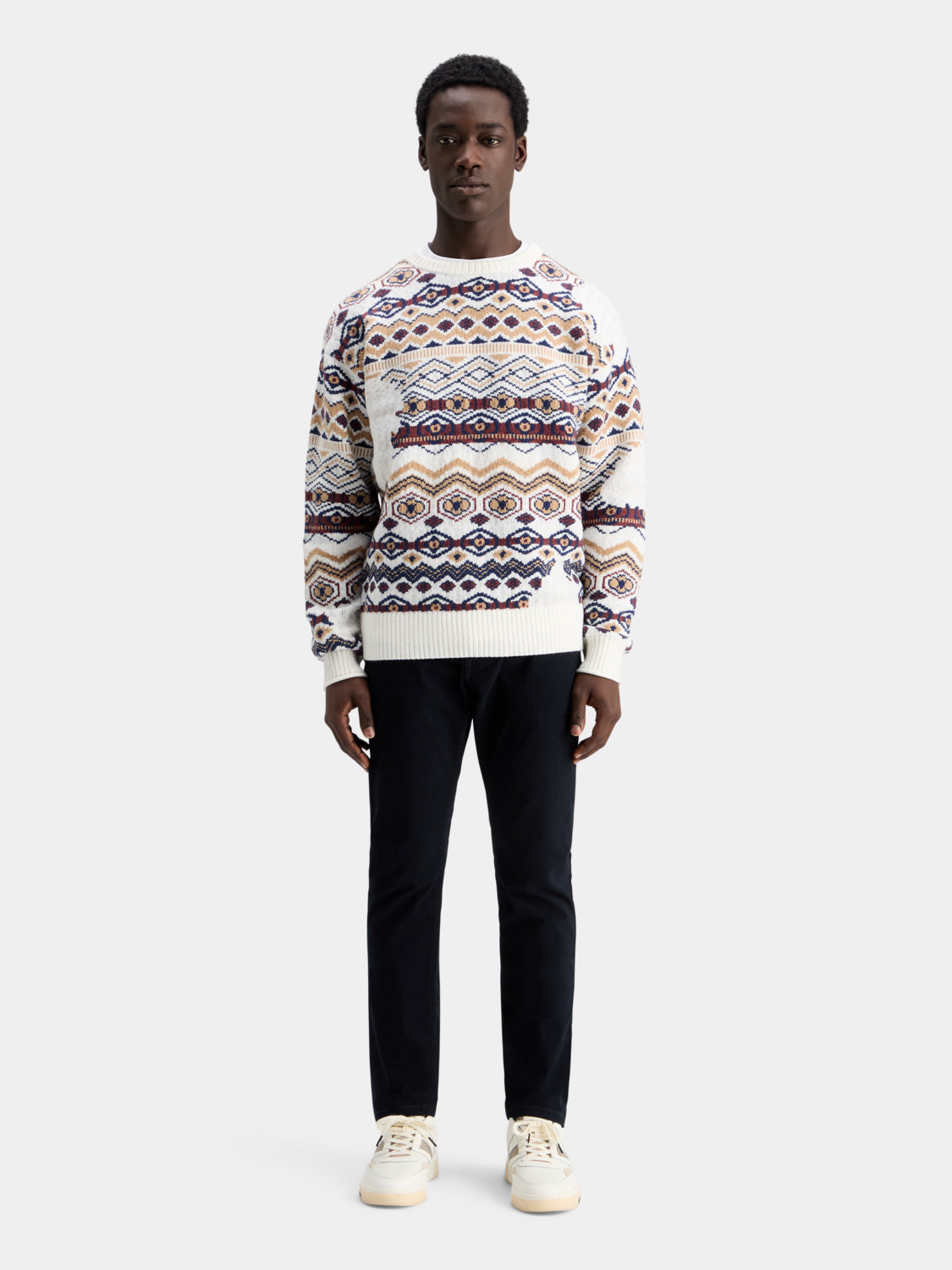 Dropped shoulder jacquard knit - Scotch & Soda NZ