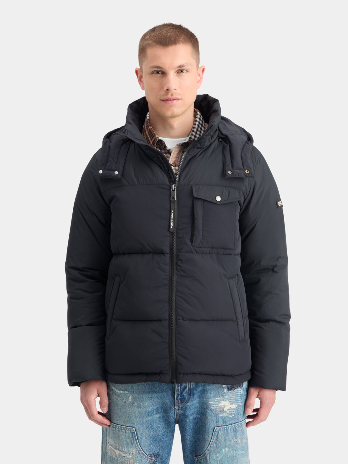Hooded puffer jacket - Scotch & Soda NZ