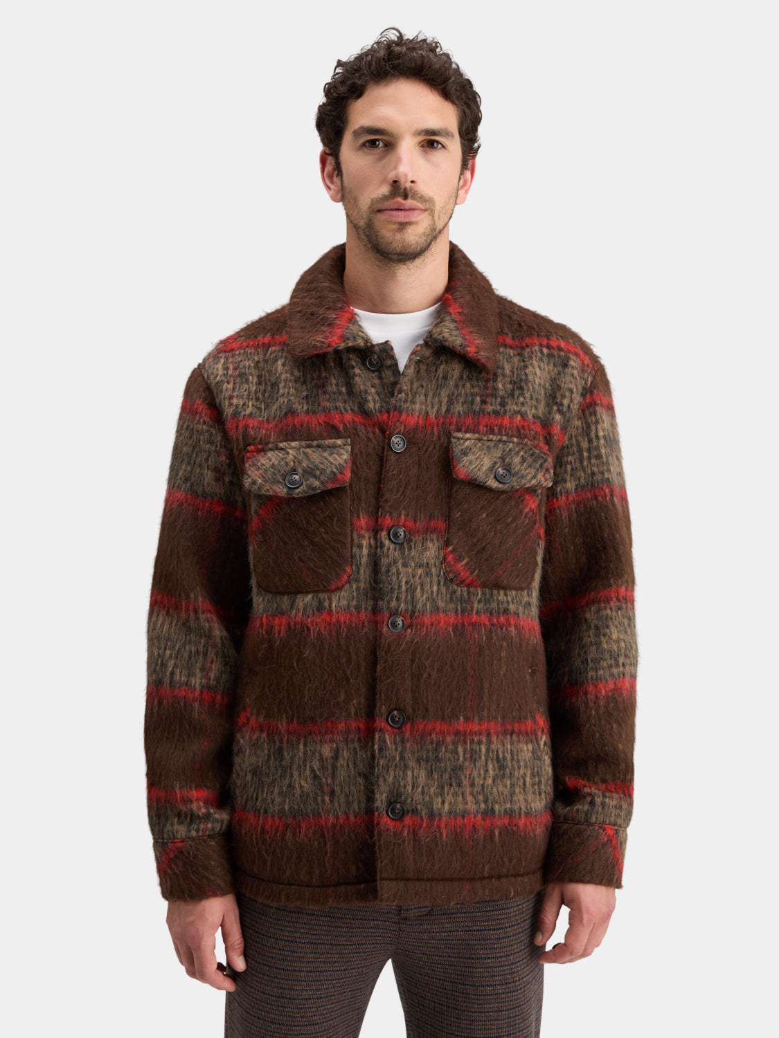 Brushed wool blend overshirt - Scotch & Soda NZ