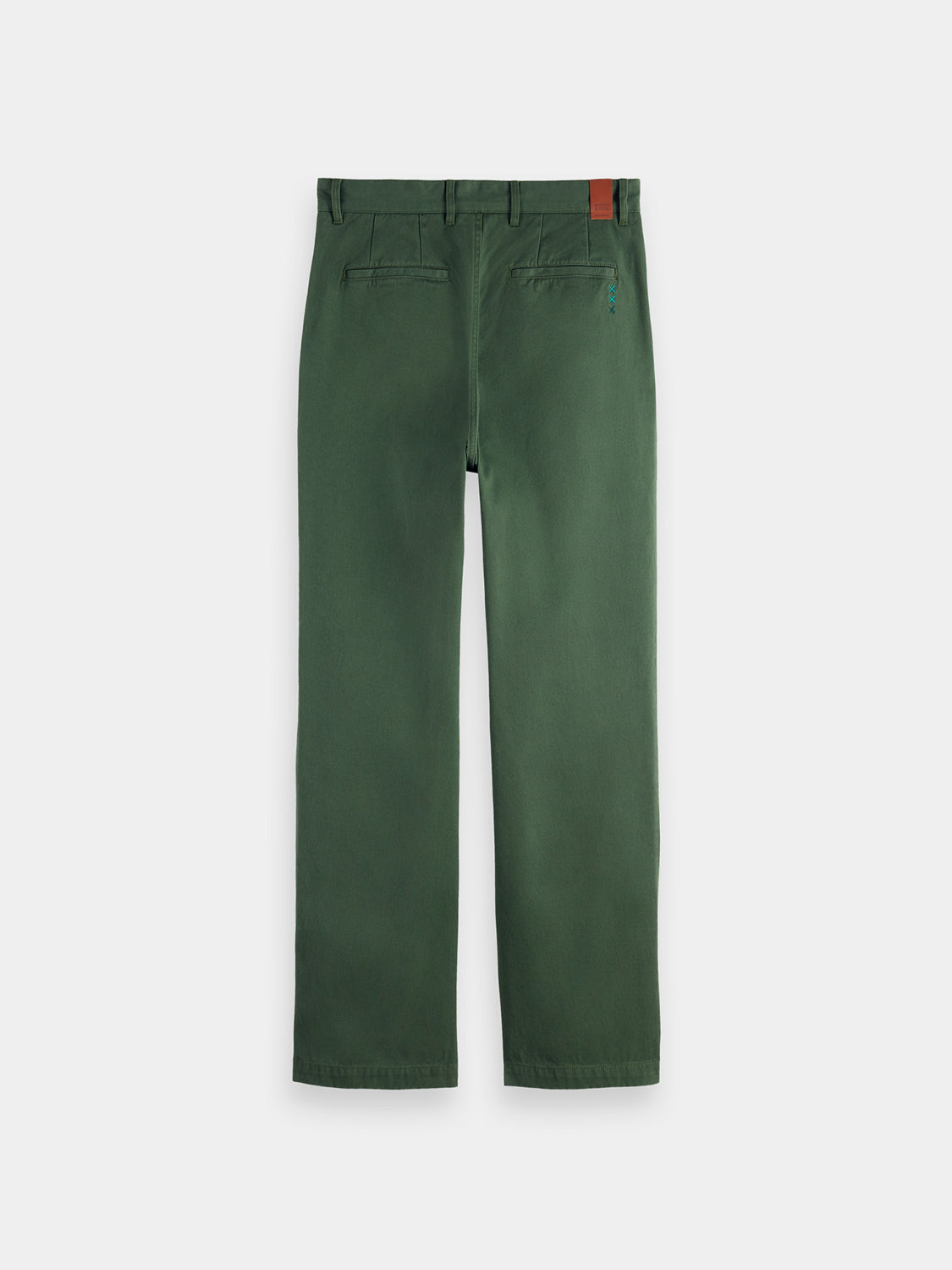 Straight fit twill chinos pants by Scotch & Soda, shown in a back view with a classic twill fabric and tailored fit.