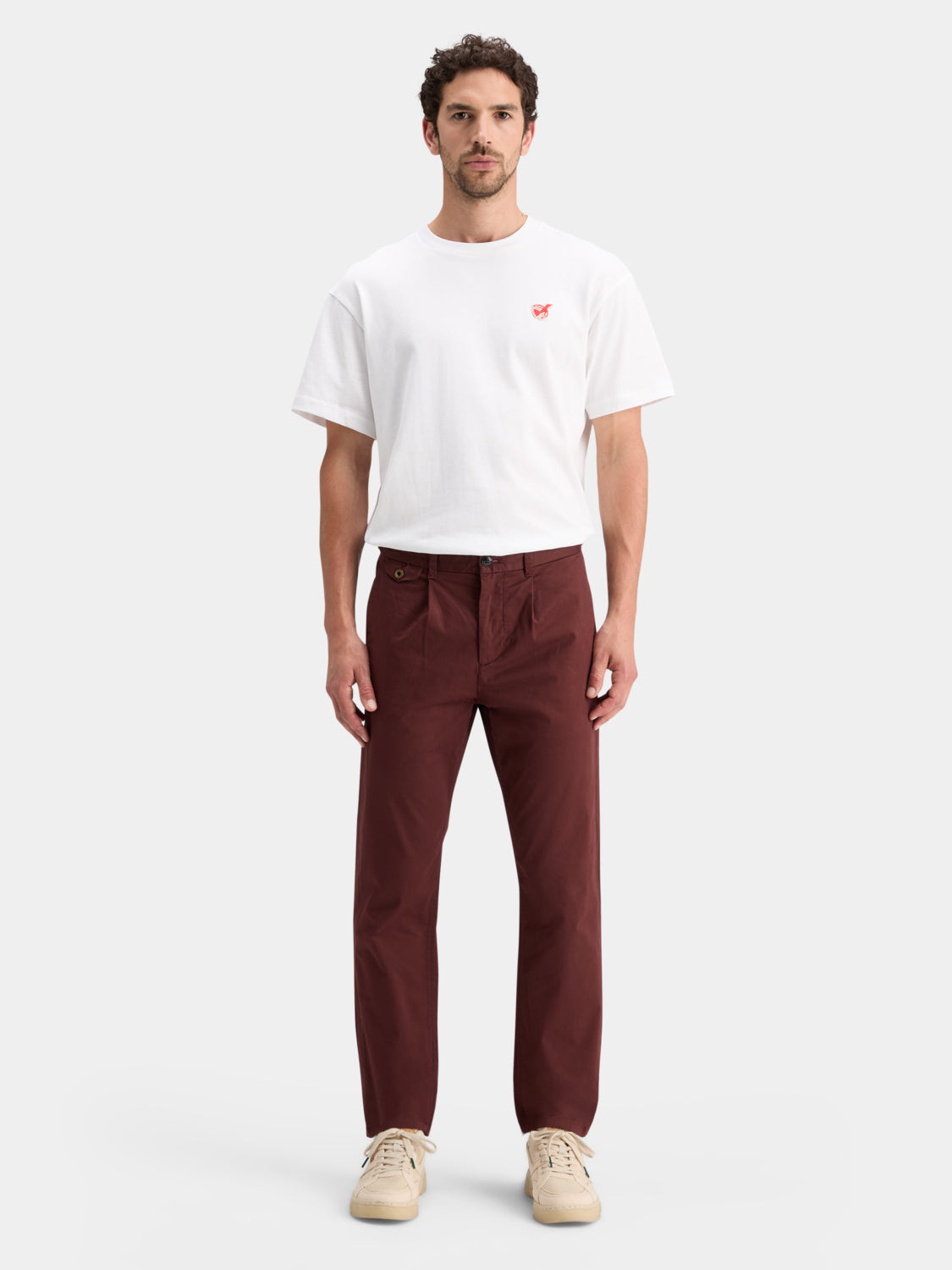 Scotch & Soda Blake slim fit chinos, men's casual pants in neutral color, front view showing tailored fit and classic style.