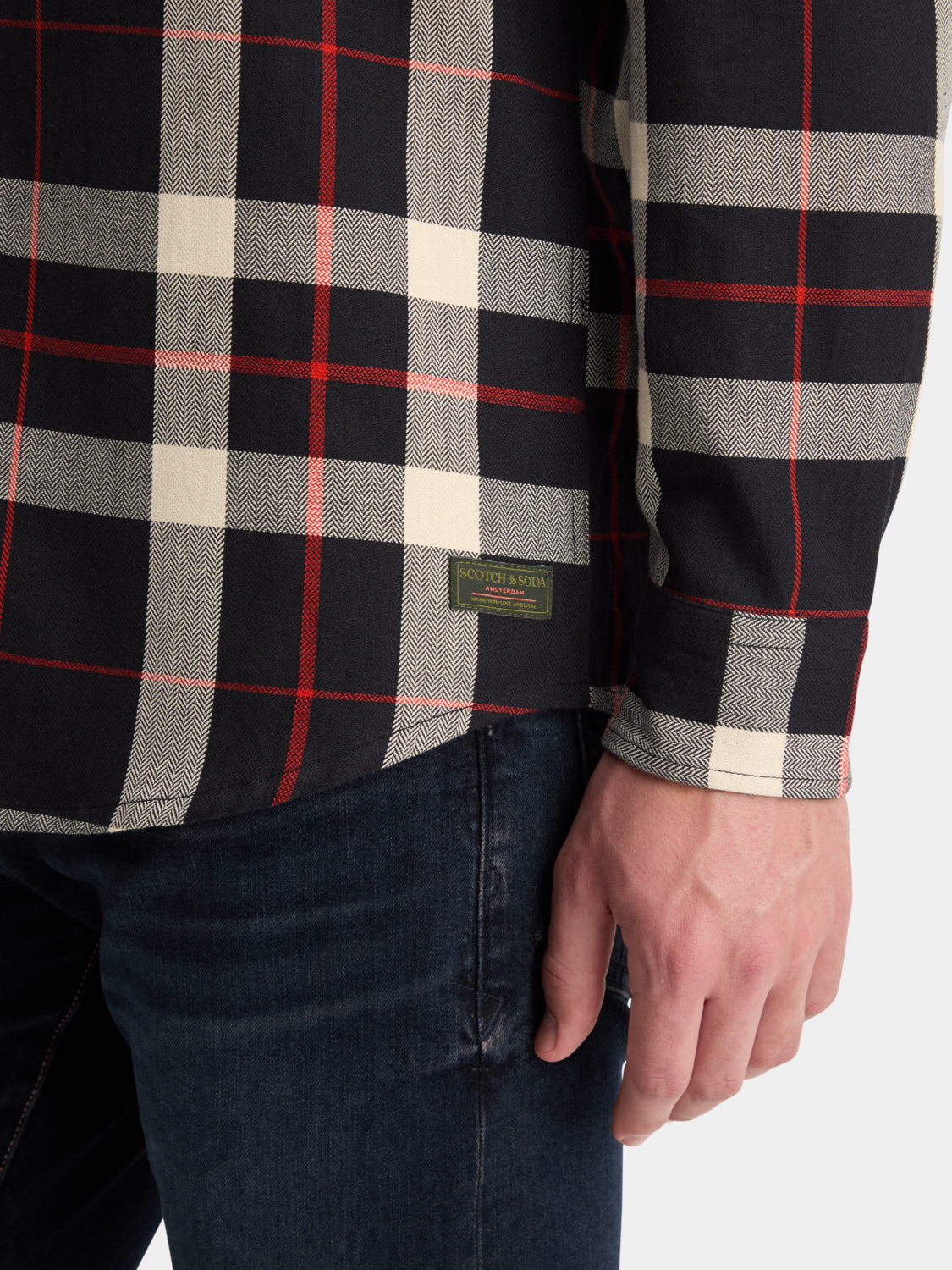 Herringbone check shirt - Scotch & Soda NZ