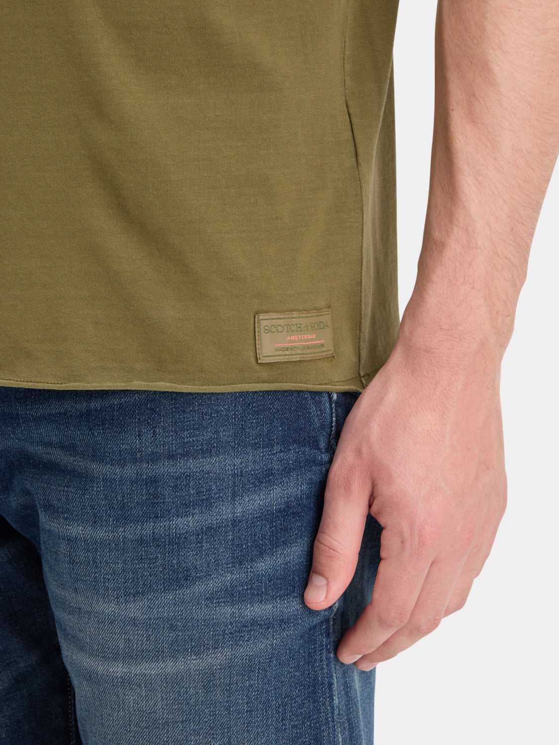 Raw edge garment-dyed t-shirt - Scotch & Soda NZ