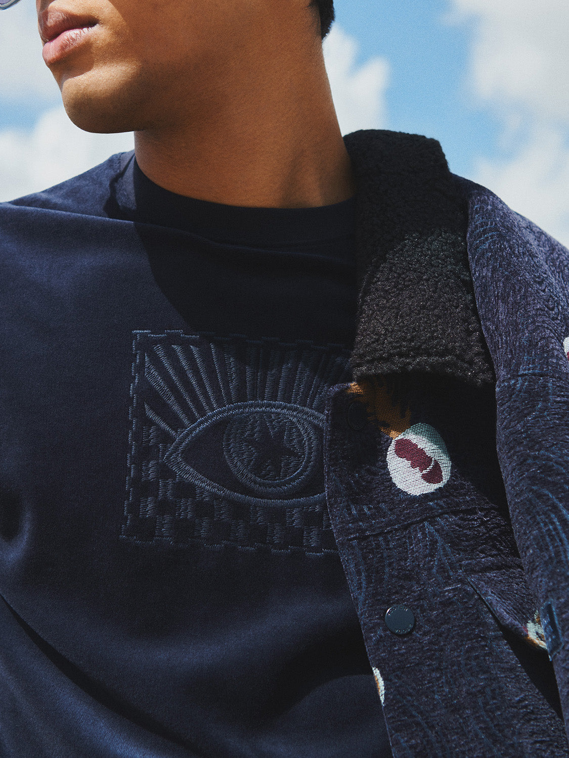 Embroidered velour t-shirt - Scotch & Soda NZ