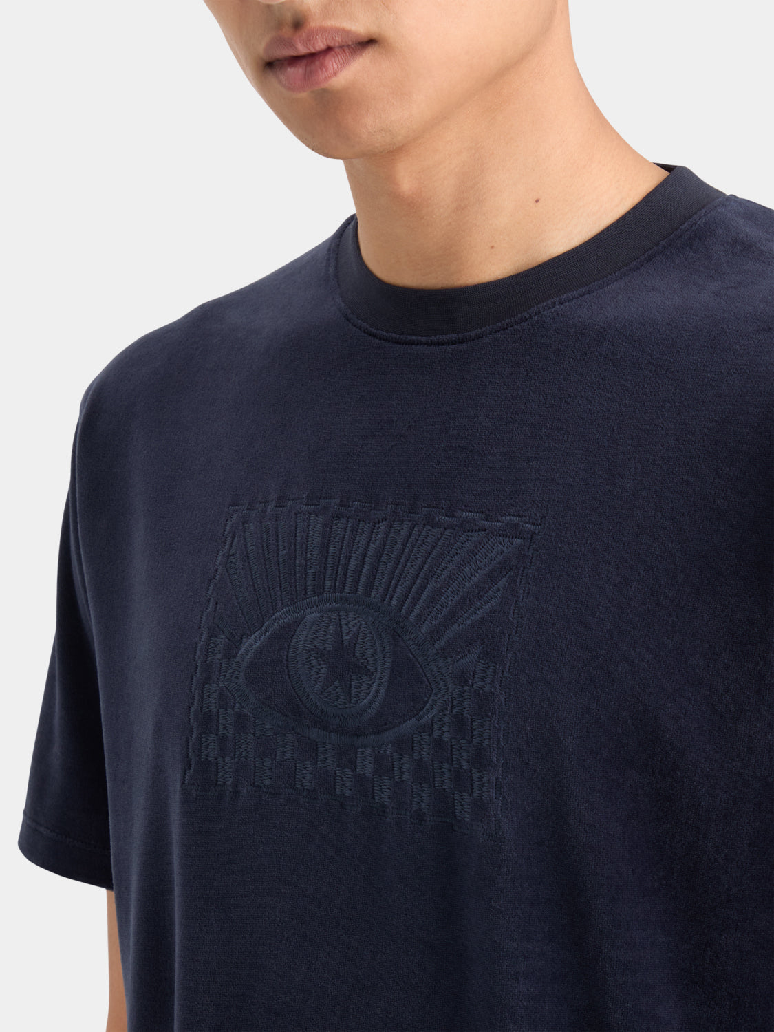 Embroidered velour t-shirt - Scotch & Soda NZ