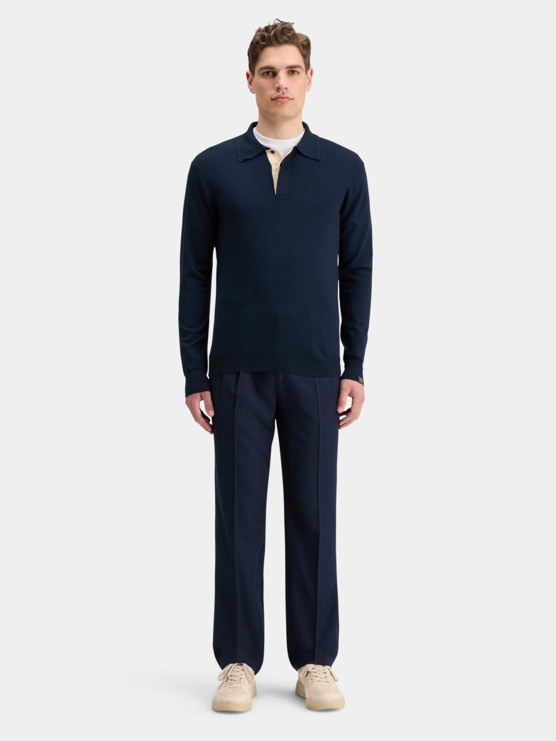 Long sleeved knit polo - Scotch & Soda NZ