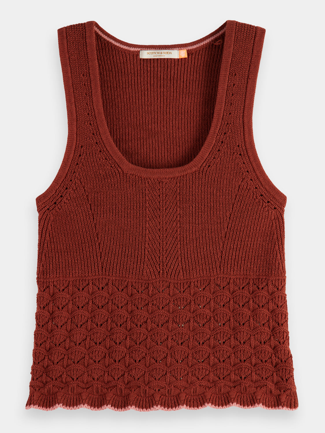 Pointelle knit tank