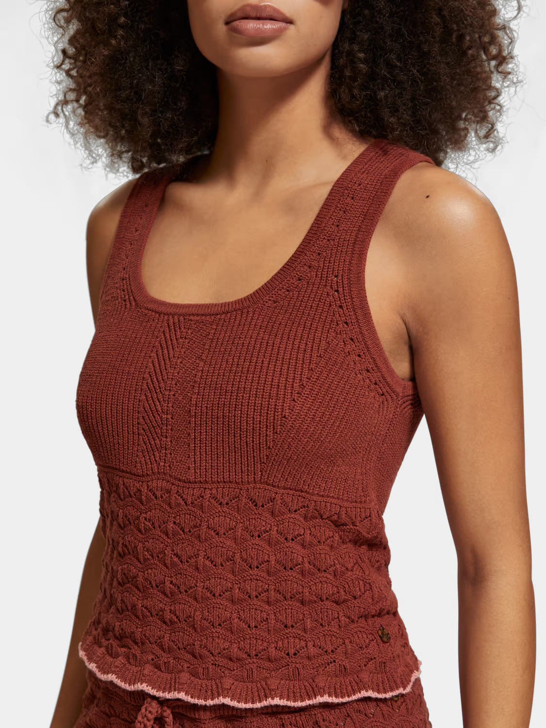 Pointelle knit tank