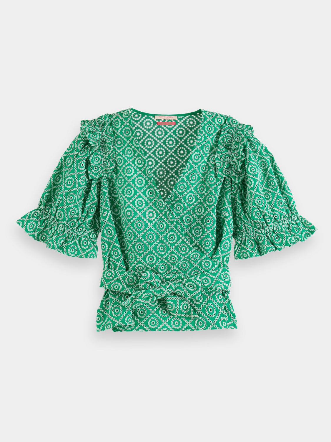 Broderie anglaise wrap top
