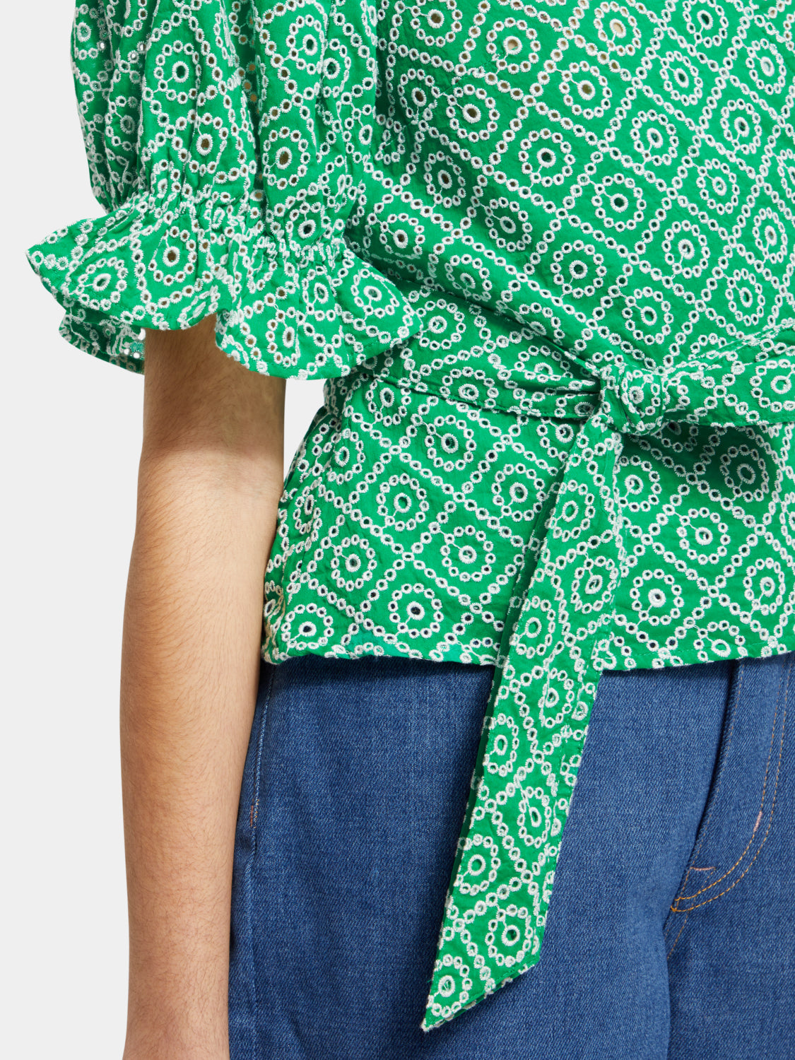 Broderie anglaise wrap top