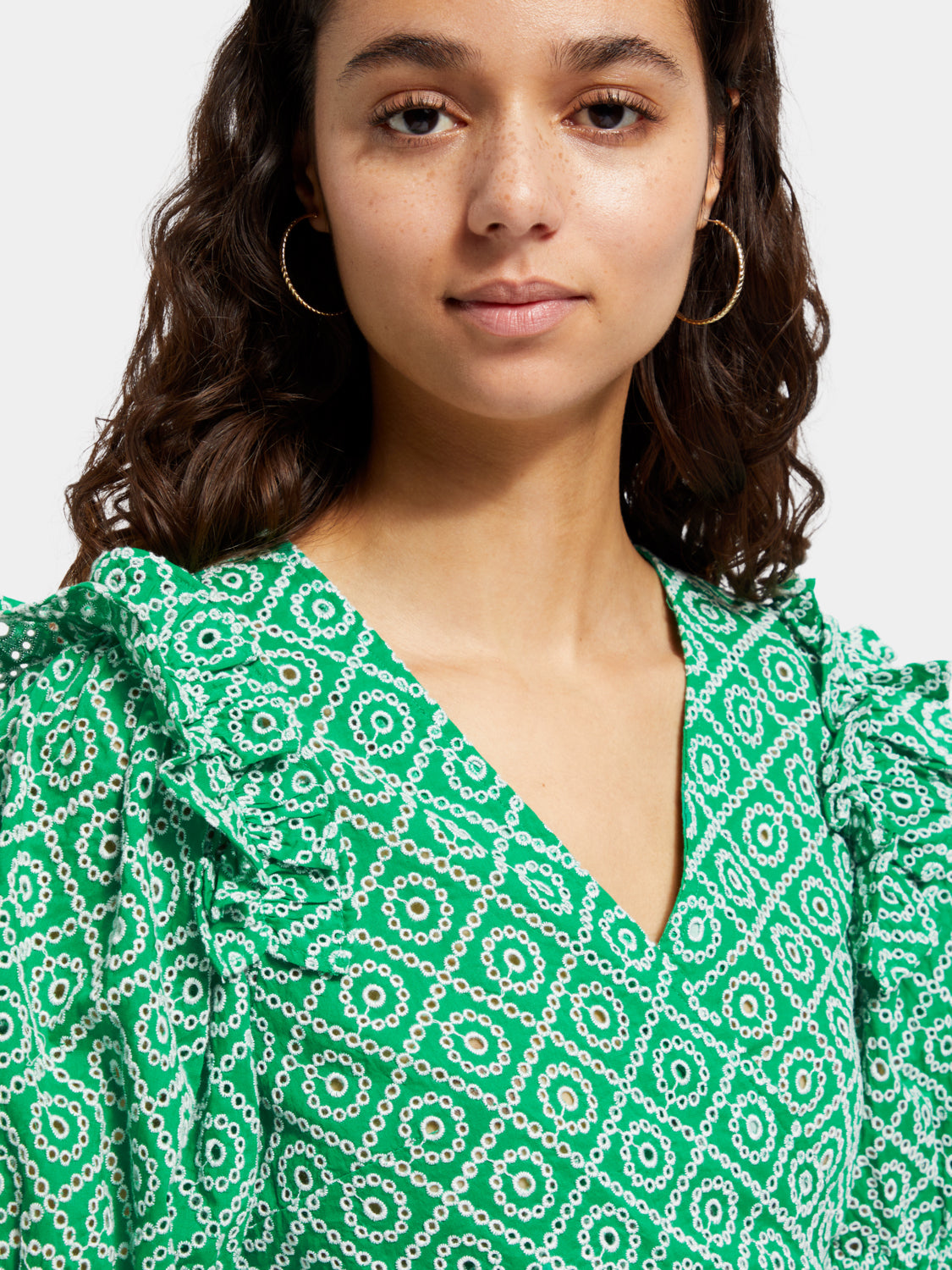 Broderie anglaise wrap top