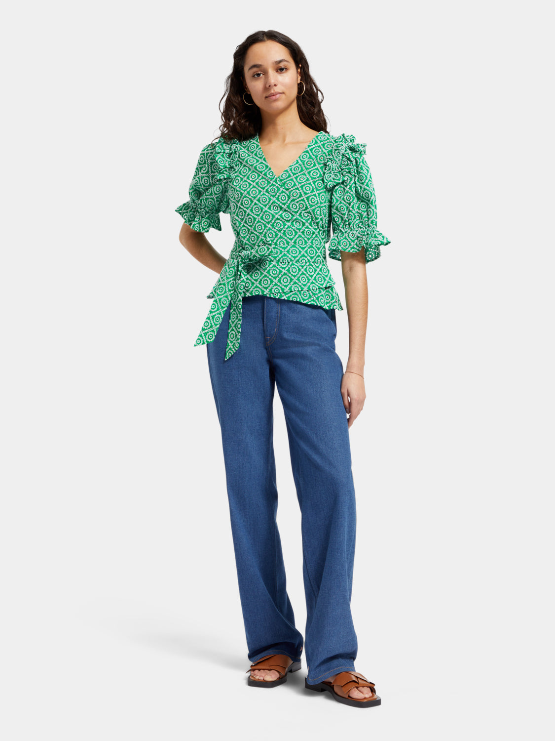 Broderie anglaise wrap top