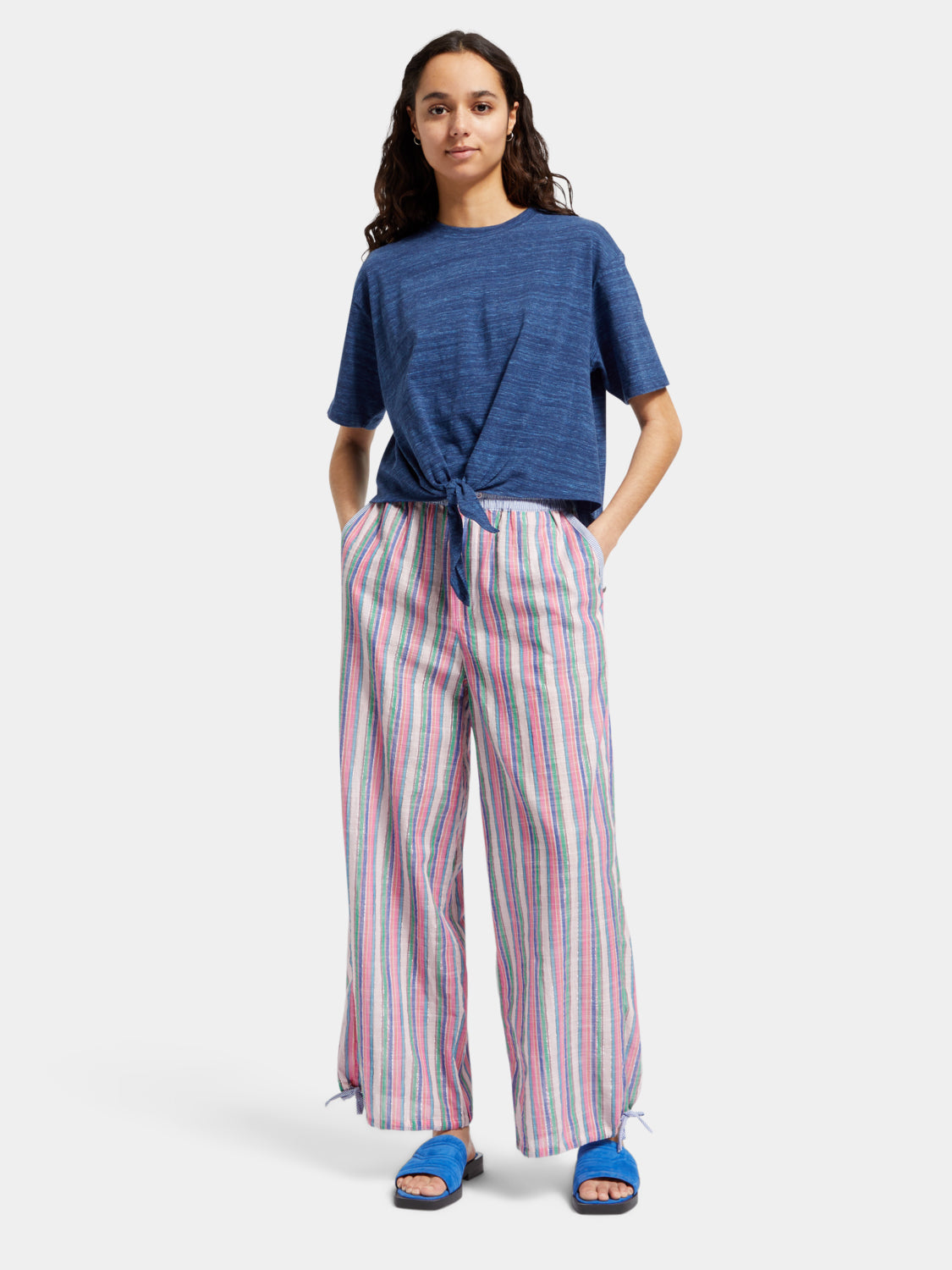 Lurex striped beach pants