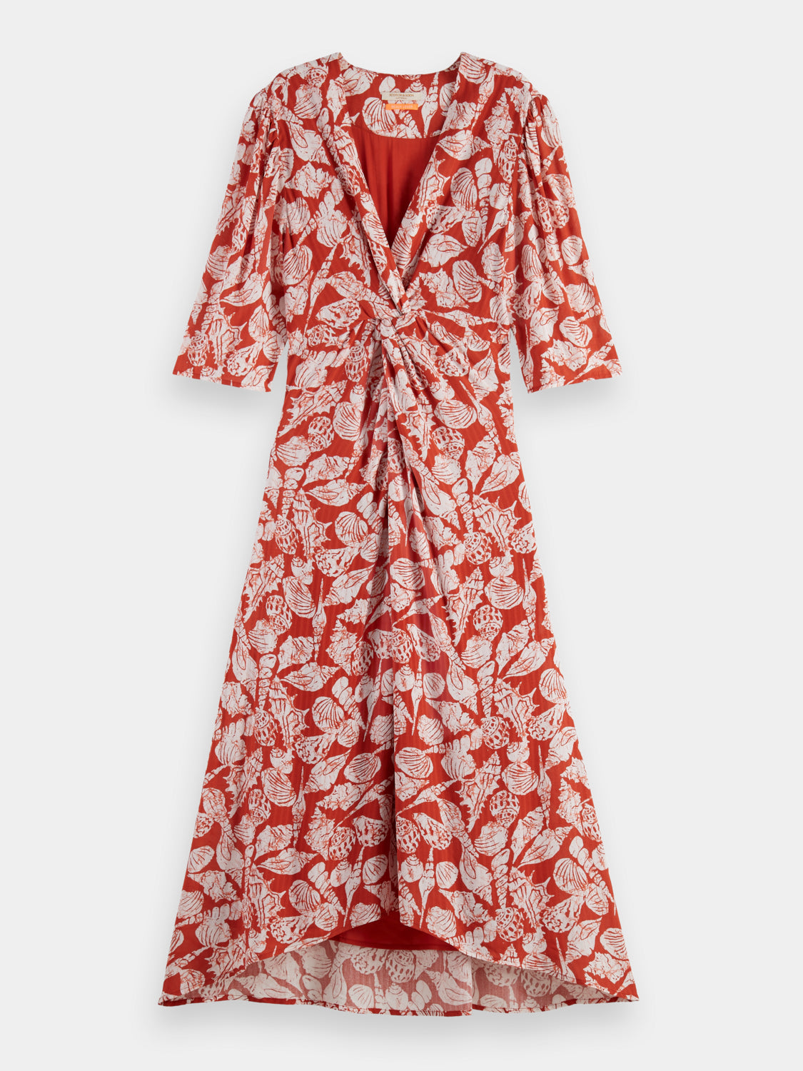 Knotted midi wrap dress