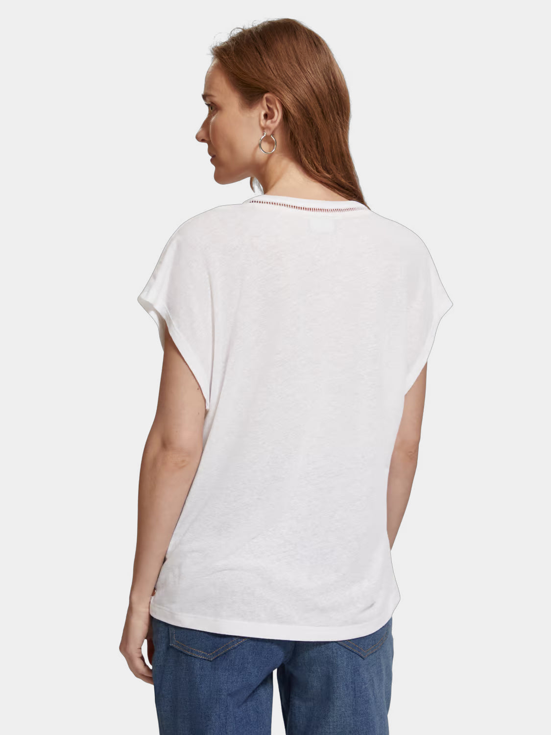 V-neck ladder detail t-shirt - Scotch & Soda NZ