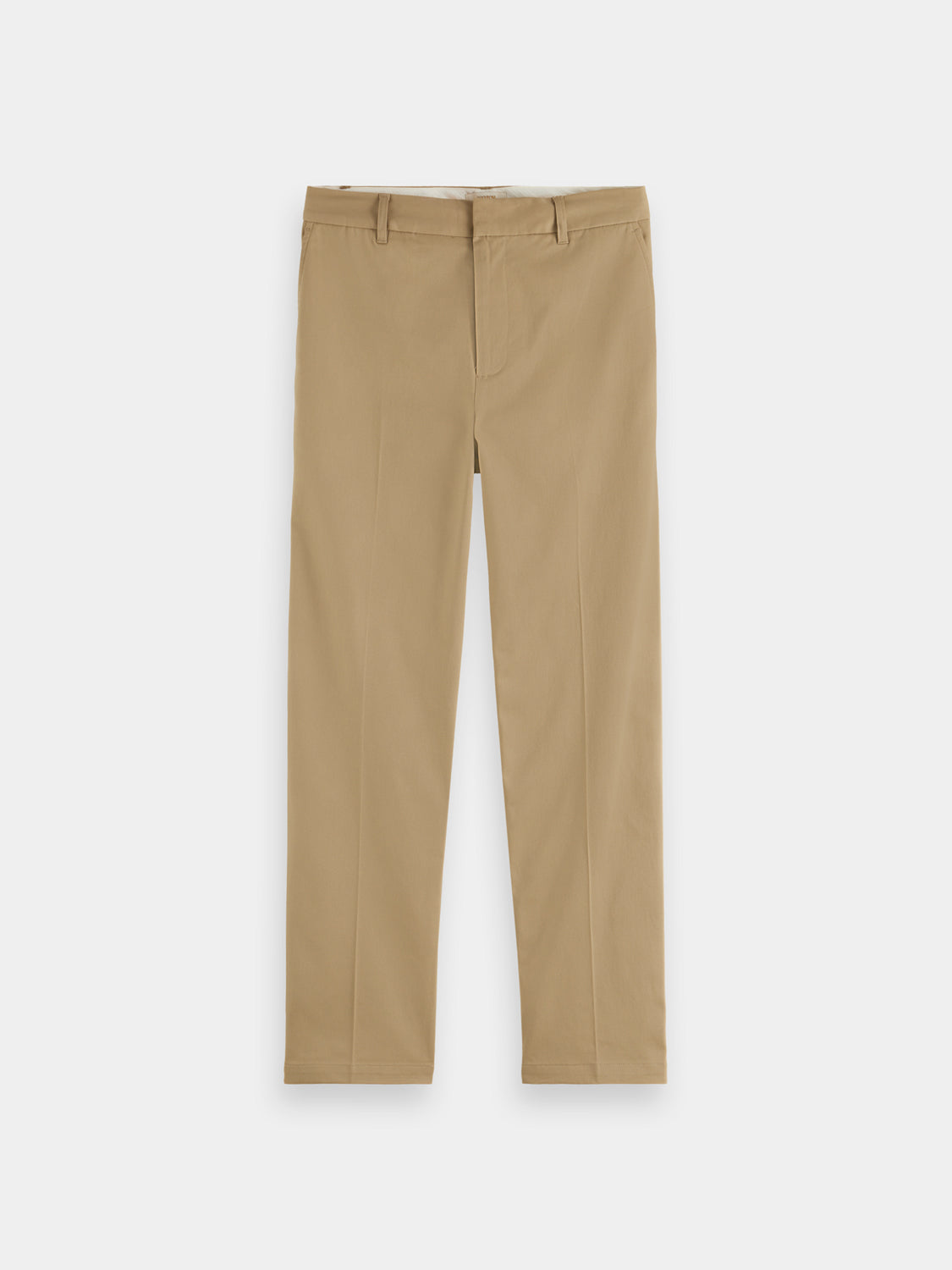 Scotch & Soda Abbott tapered chinos pants in neutral fabric, featuring a slim fit and classic design for versatile style.