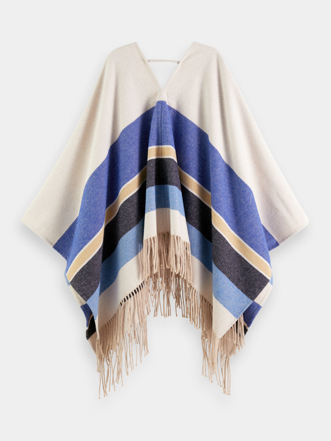 Striped wool blend poncho