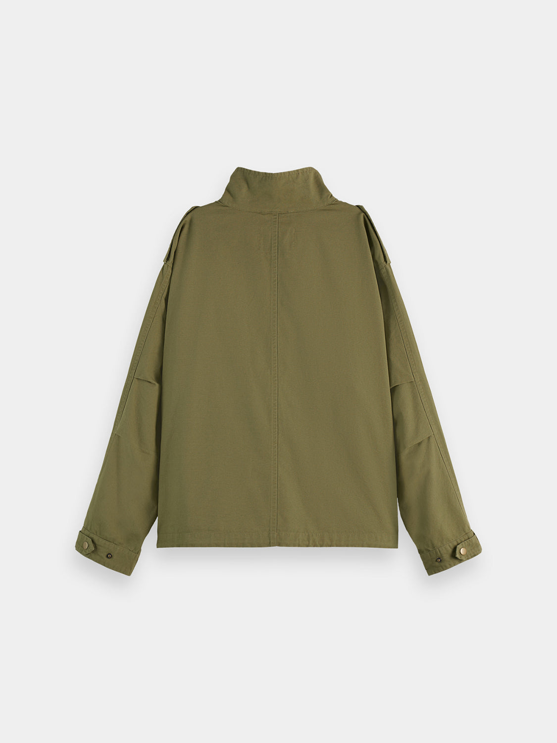 Black Scotch & Soda utility jacket with multiple pockets and front zipper, stylish and functional outerwear for casual wear.