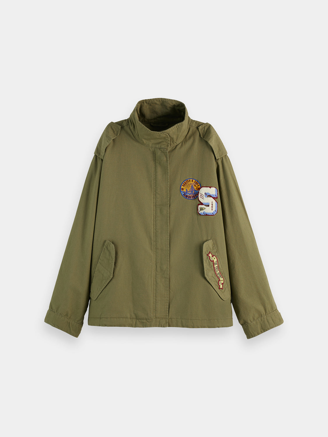 SCOTCH & SODA utility jacket, men's casual jacket with multiple pockets and durable fabric, shown in a front view.