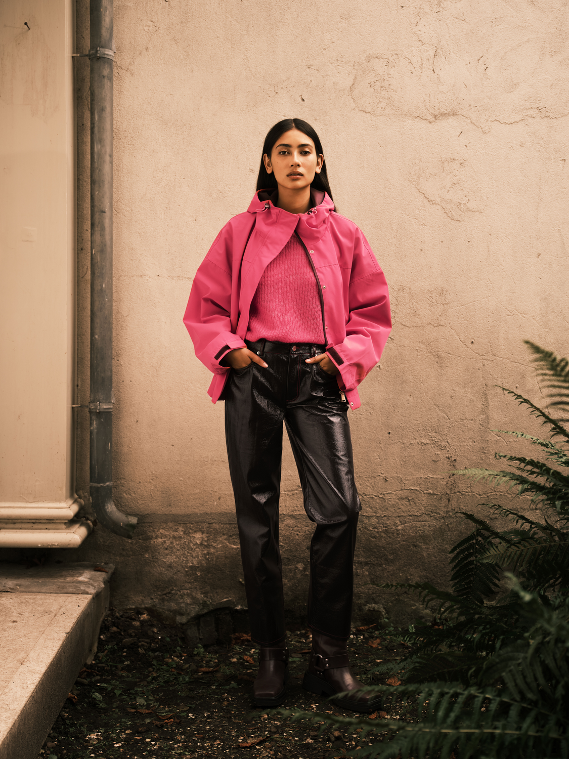 Fuzzy open knit pullover