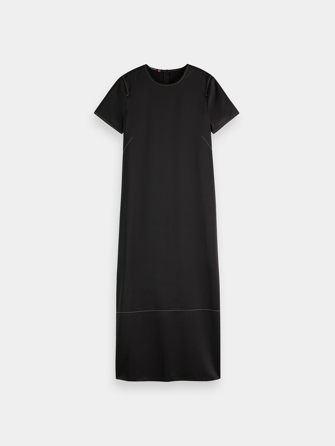 Contrast stitching satin dress by Scotch & Soda, featuring a sleek design with detailed stitching and smooth satin fabric.