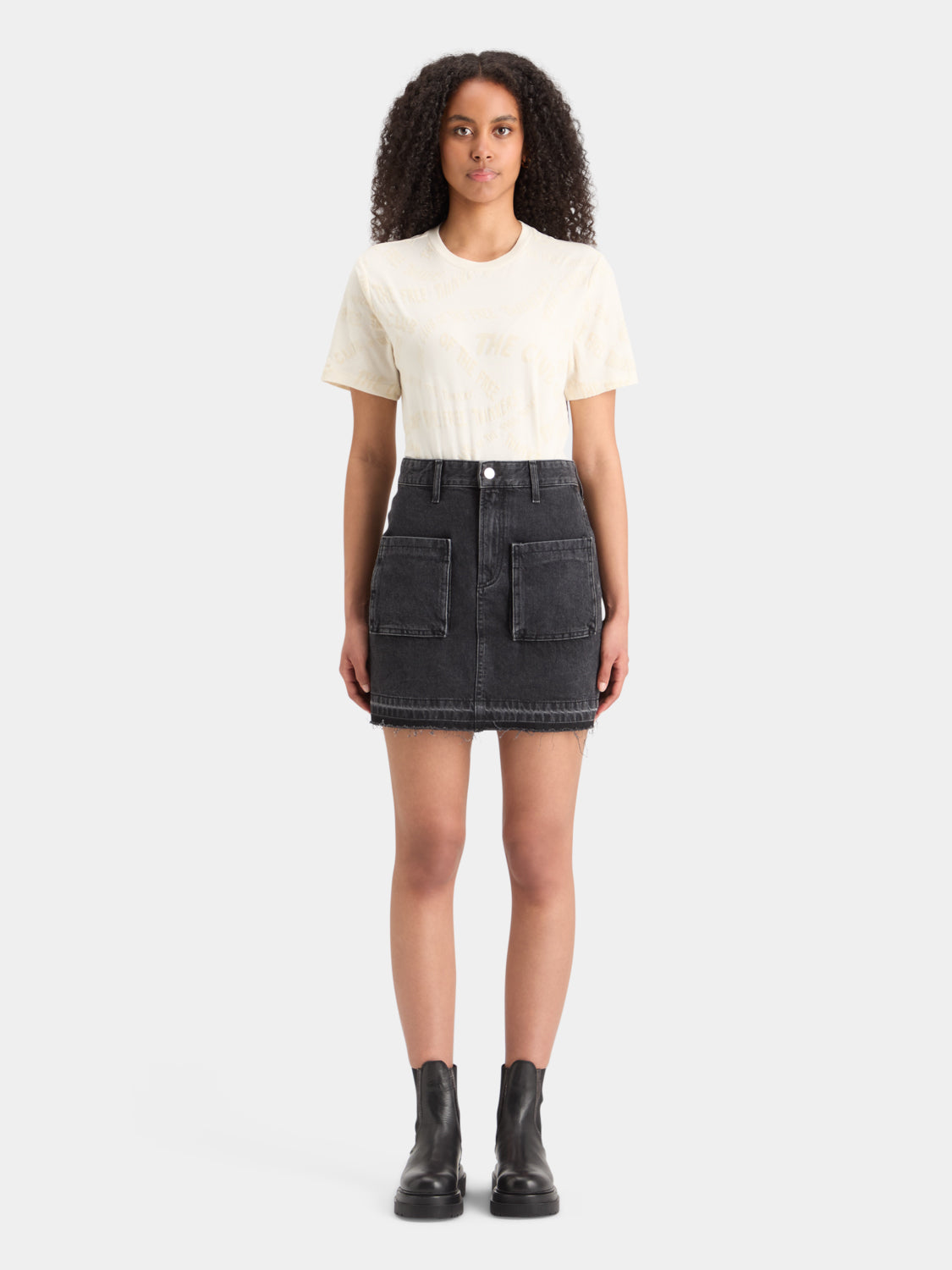 Blue cargo denim mini skirt by Scotch & Soda, featuring pockets and a casual, trendy style.
