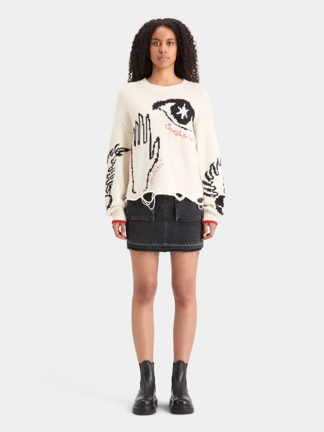 Cargo denim mini skirt by Scotch & Soda, featuring a trendy design with pockets and a stylish denim finish.