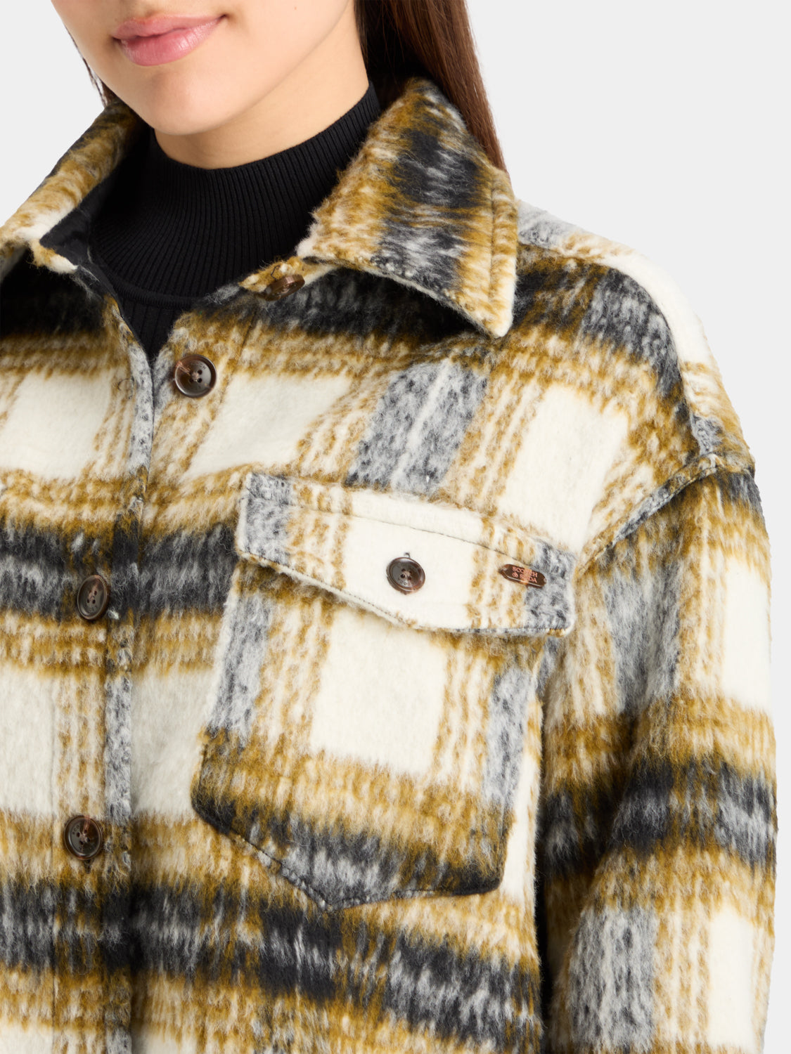 Brushed check shirt jacket - Scotch & Soda NZ