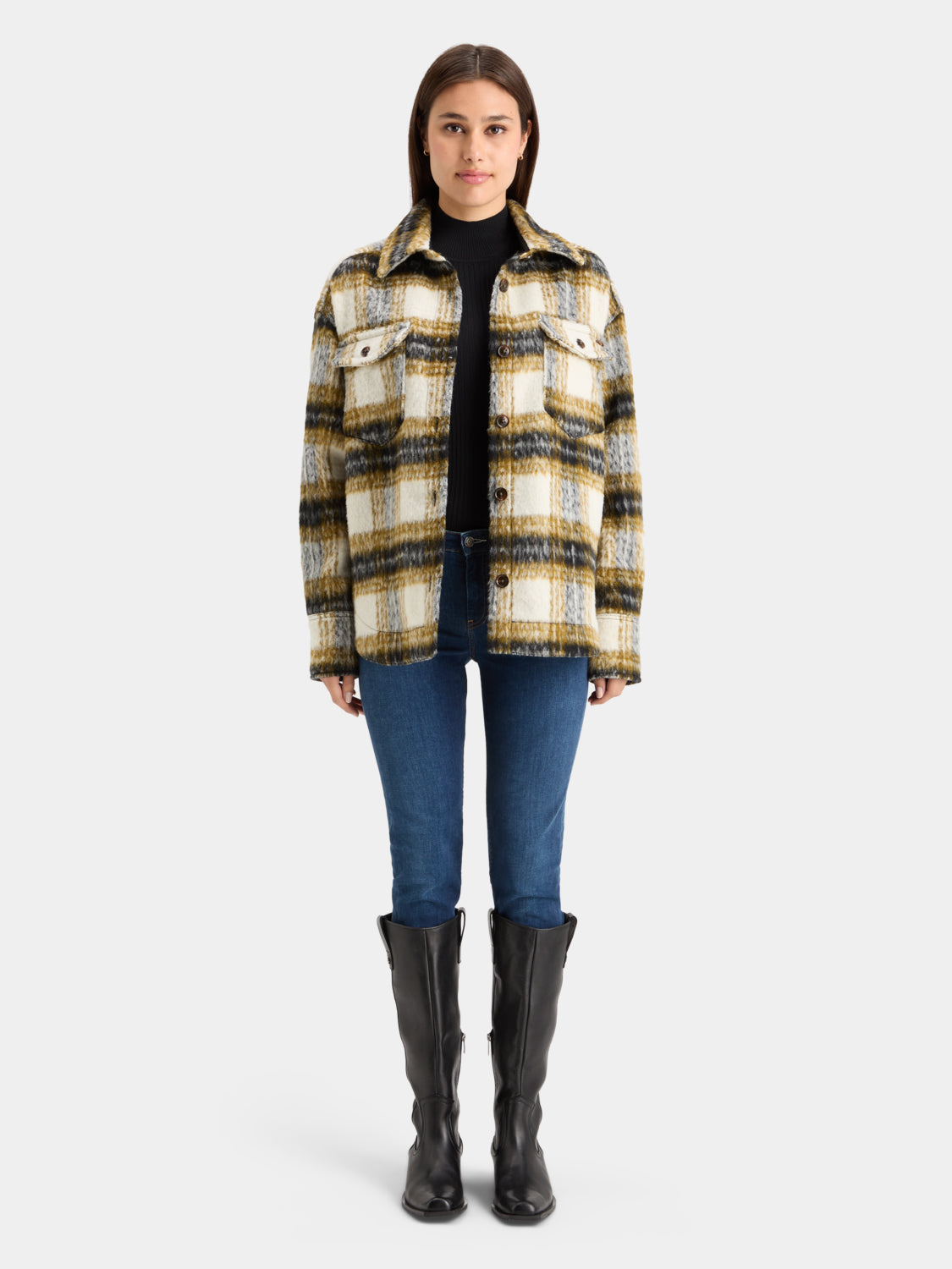 Brushed check shirt jacket - Scotch & Soda NZ