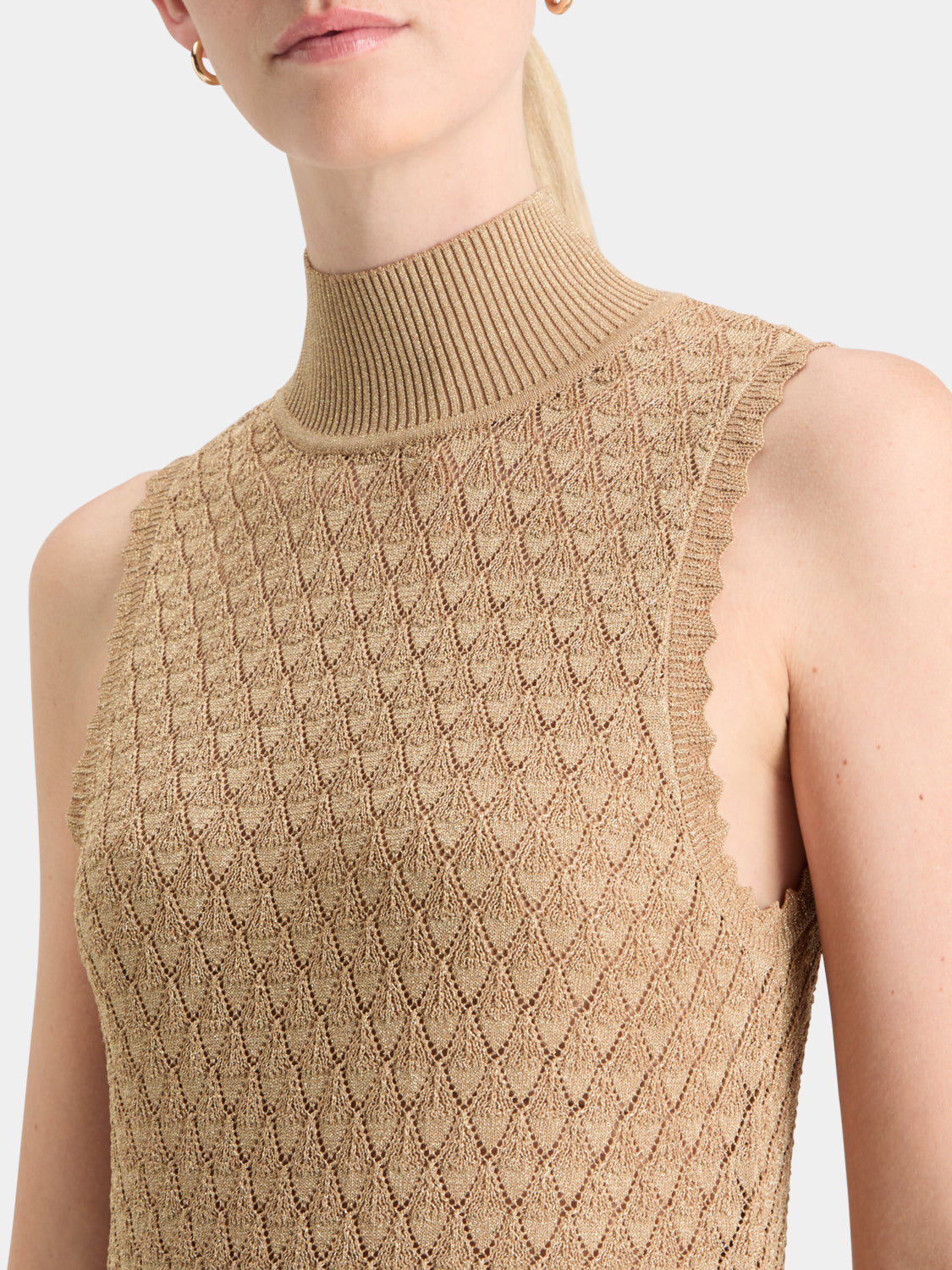 Metallic pointelle knit tank - Scotch & Soda NZ