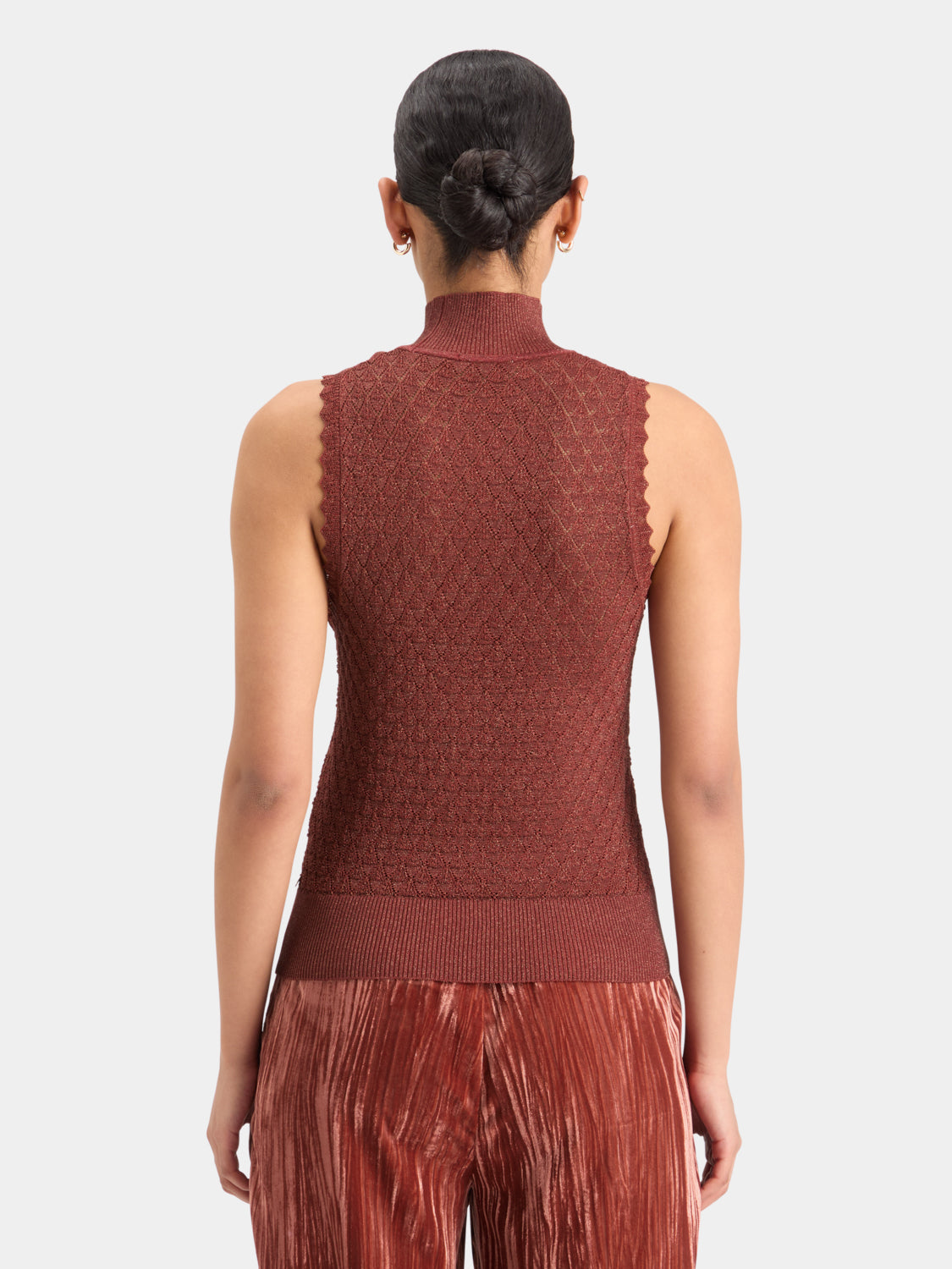 Metallic pointelle knit tank - Scotch & Soda NZ