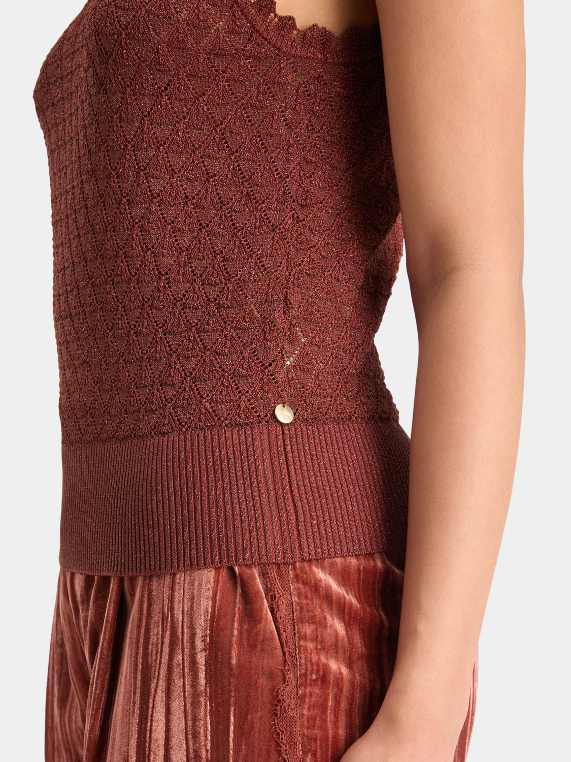 Metallic pointelle knit tank - Scotch & Soda NZ