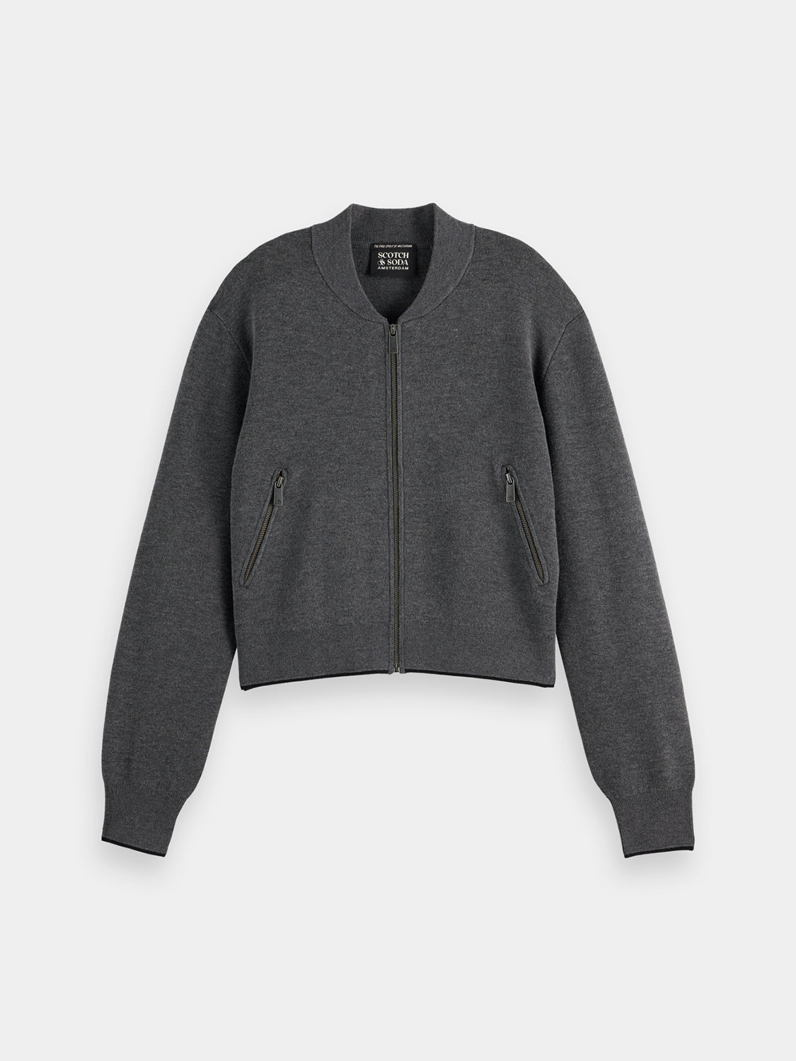 Knitted cropped bomber jacket