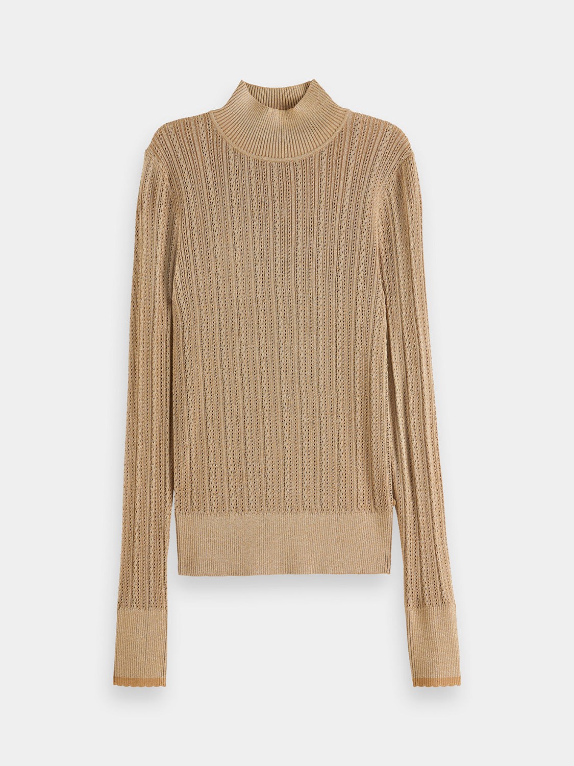 Metallic pointelle knit pullover by Scotch & Soda featuring a lightweight, textured knit fabric with a metallic sheen.