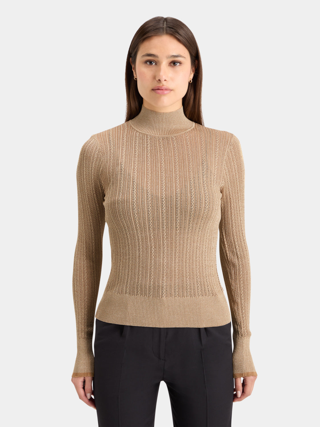 Metallic pointelle knitwear pullover by Scotch & Soda, featuring a shimmering textured design and long sleeves.