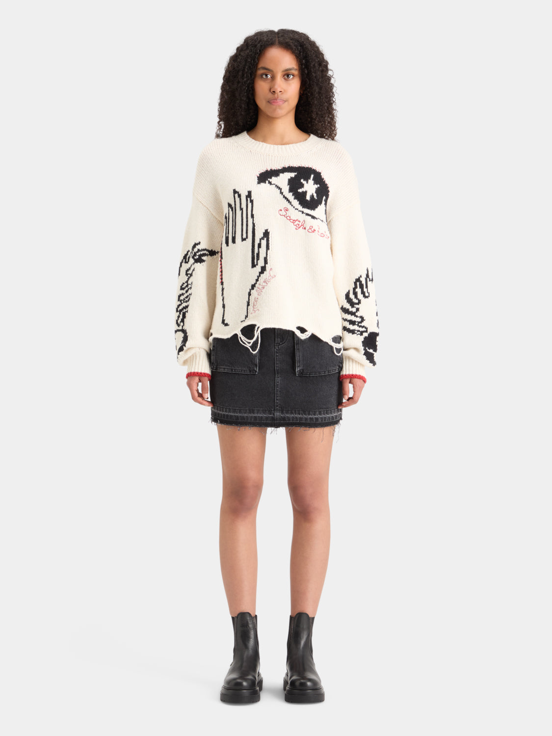 Intarsia oversized pullover - Scotch & Soda NZ