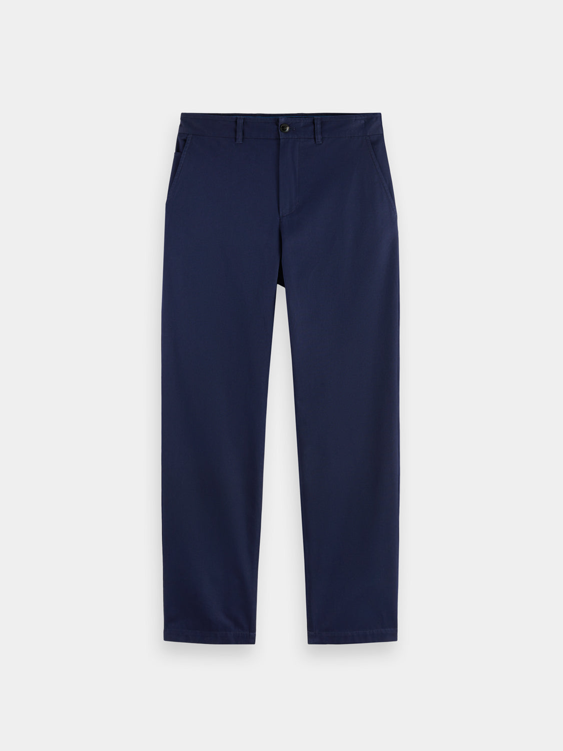 SCOTCH & SODA Clarke straight-fit chinos pants in classic style, shown in a neutral color with front pockets and belt loops.