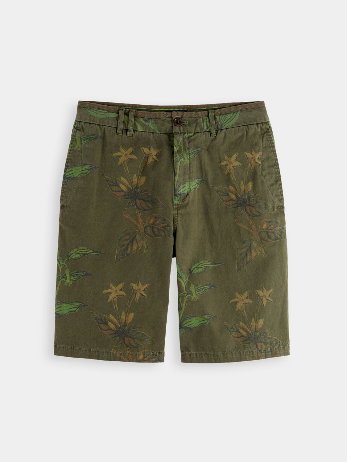 Printed shorts by Scotch & Soda featuring vibrant patterns and casual fit, perfect for relaxed summer style.