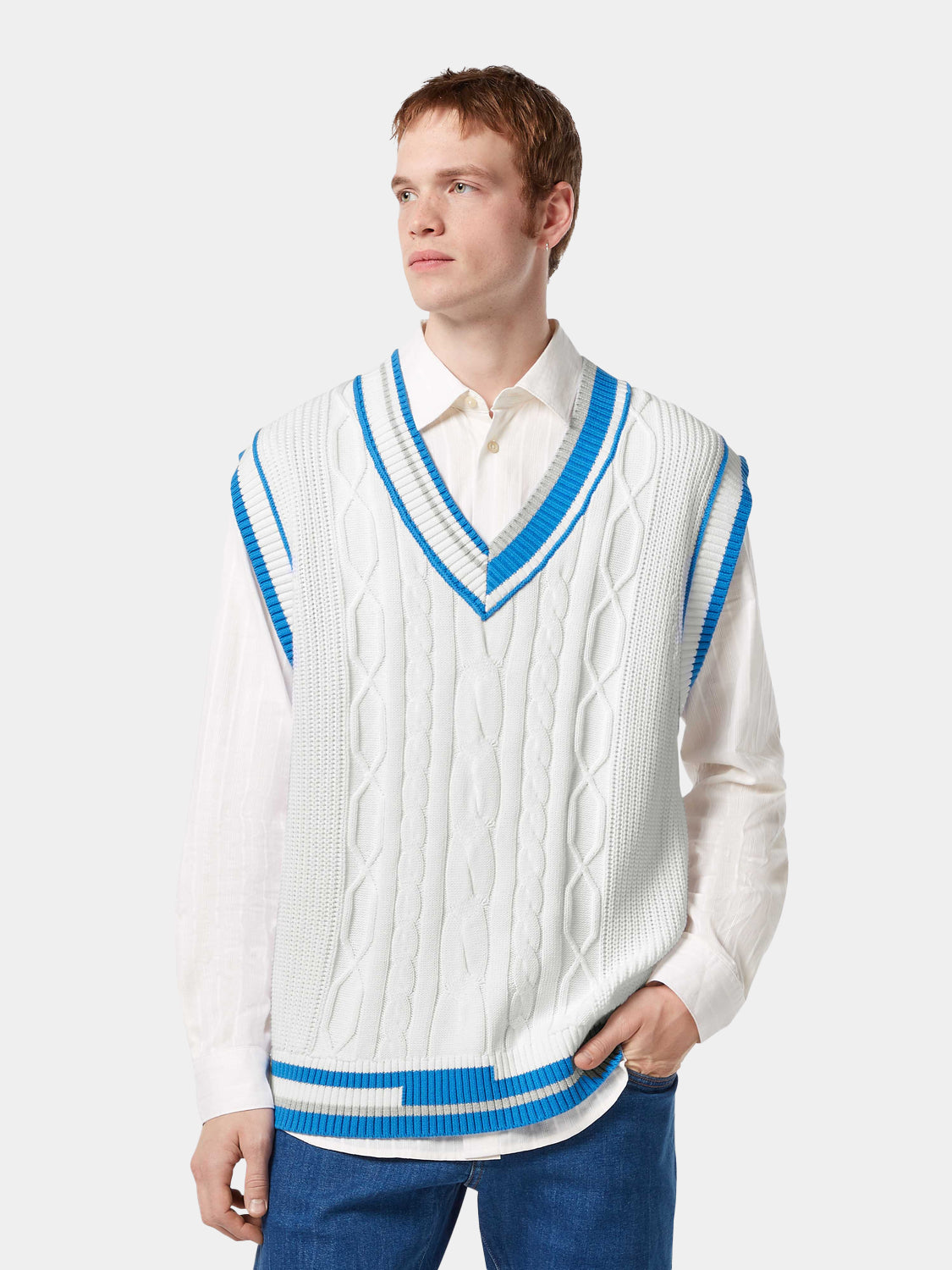 Cable knit vest