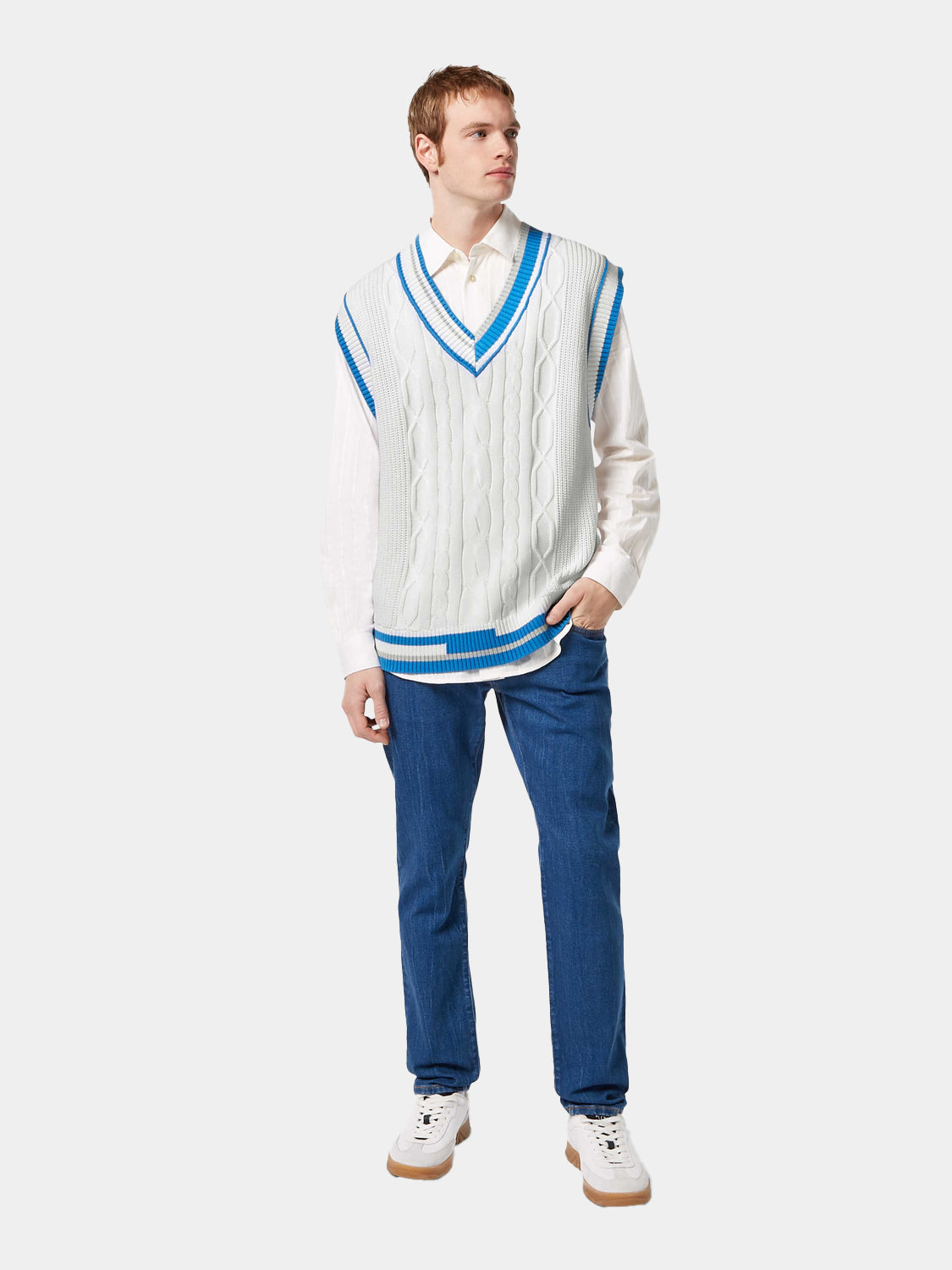 Cable knit vest