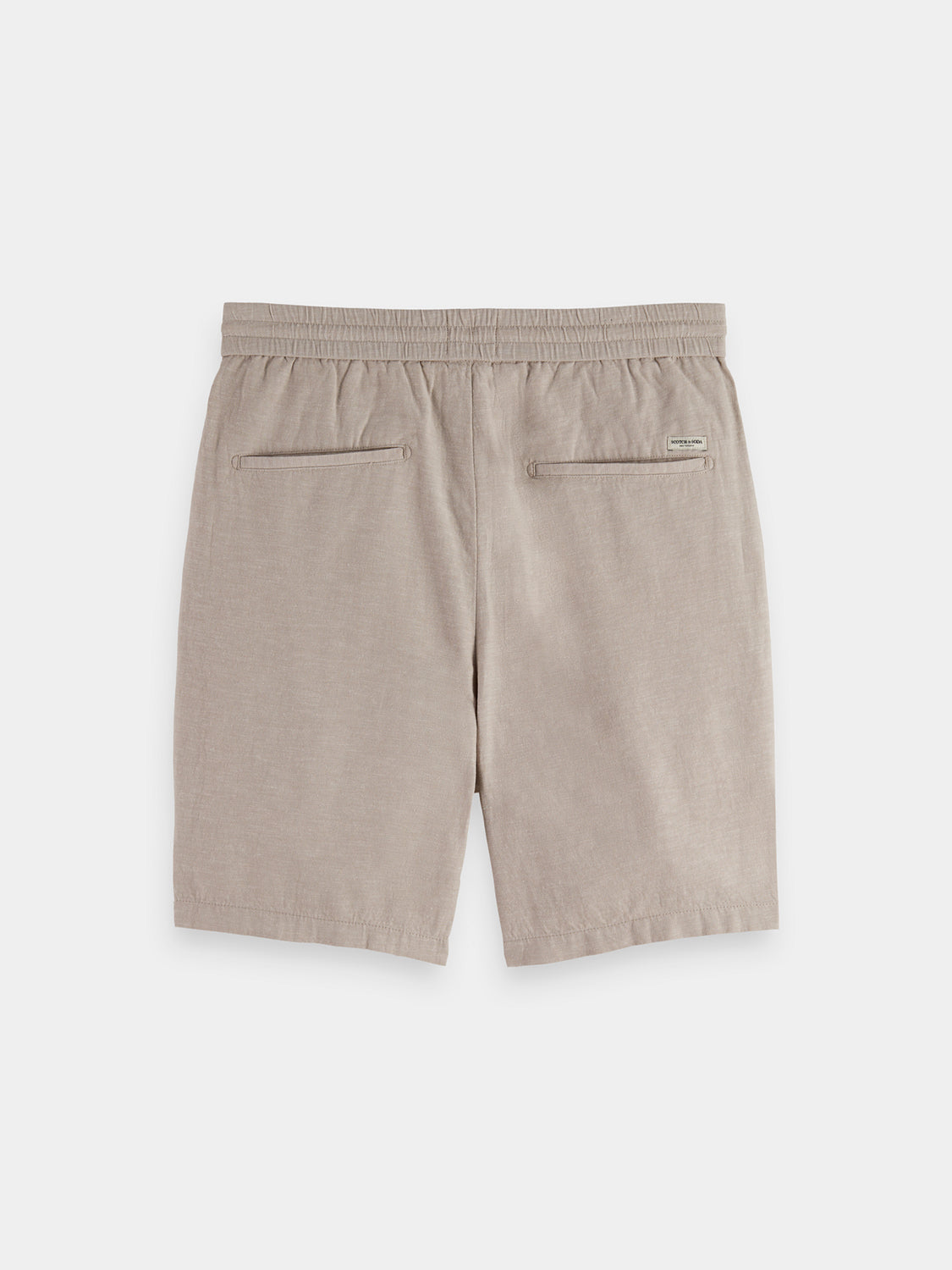 Back view of SCOTCH & SODA Fave cotton-linen shorts, relaxed fit with side pockets and a stylish casual look.